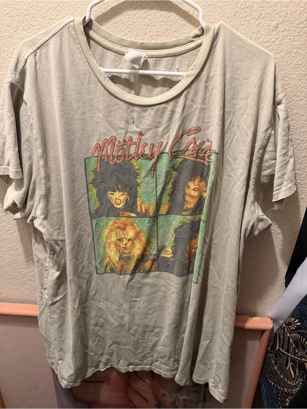 MadeWorn Motley Crue Graphic Tee in Cream with Multicolor Print